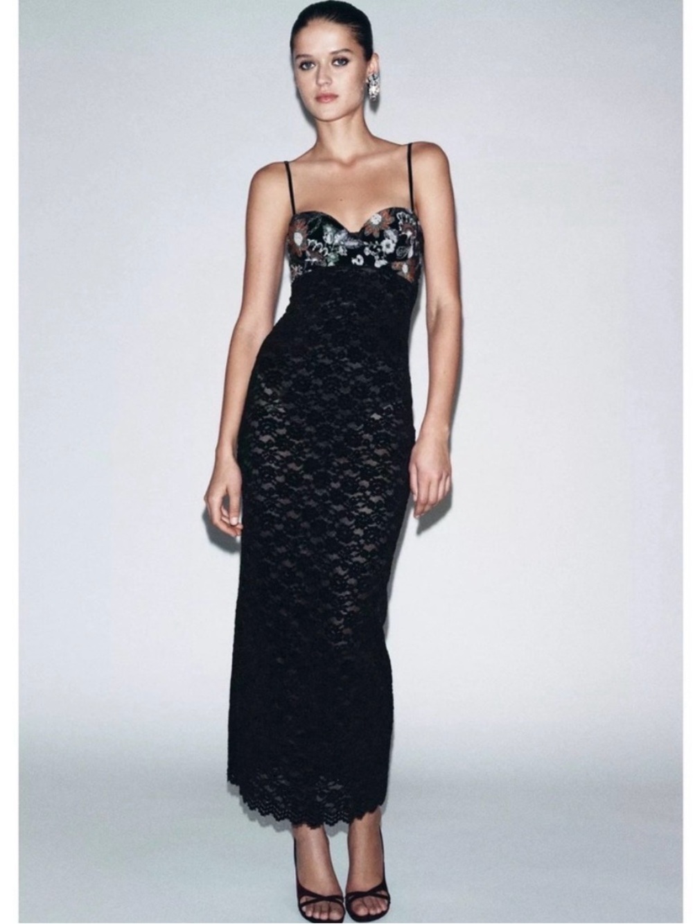 Zara EMBROIDERED LACE DRESS NEW Size Large